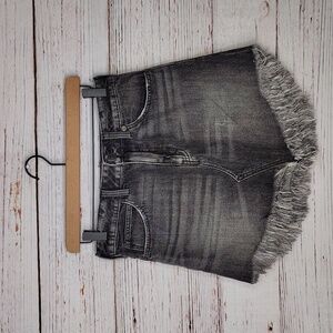 We The Free Free People "Size 24" Women's Dark Gray Frayed Hem Denim Skirt